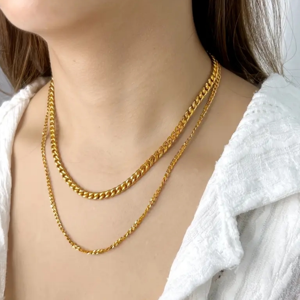 18 Kt Gold Over Titanium Chain Necklace